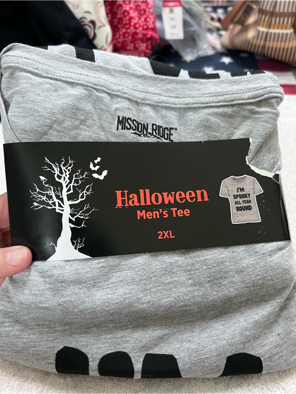 NWT Mission Ridge Men’s 2XL Halloween T-Shirt I’m Spooky All Year Round Gray